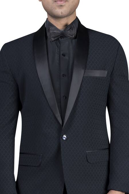 Buy_Nivedita Saboo_Black Suiting Textured Jacket Trouser Set  _Online_at_Aza_Fashions