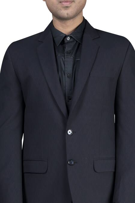 Buy_Nivedita Saboo_Black Suiting Hand Embroidered Leather Detailed Shirt Trouser Set  _Online_at_Aza_Fashions