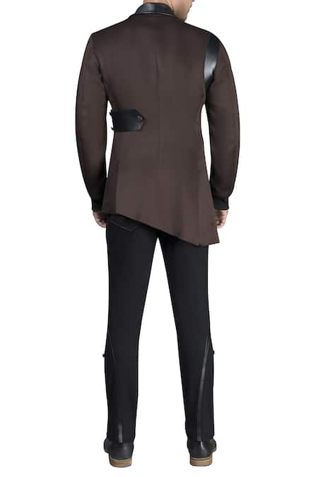 Nivedita Saboo Asymmetric Leather Detailed Jacket With Athleisure Pant 