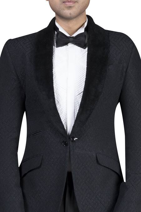 Buy_Nivedita Saboo_Black Suiting Fabric Textured And Pant Set  _Online_at_Aza_Fashions