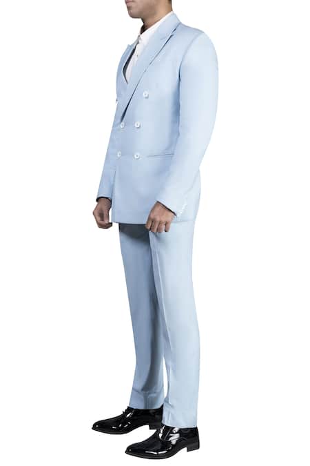 Nivedita Saboo_Blue Italian Suiting Fabric Set  _Online_at_Aza_Fashions