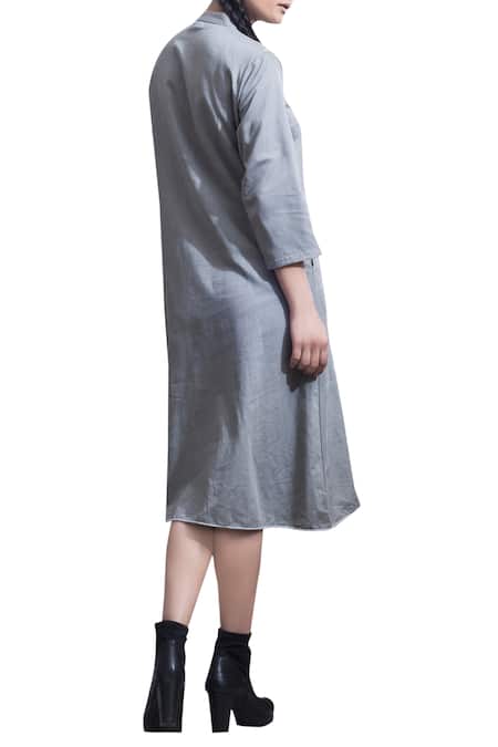 Bohame Cowl pleated dress with utility pockets 