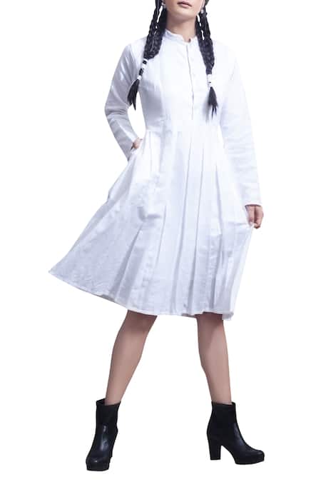 Bohame Box Pleated Shirt Dress 