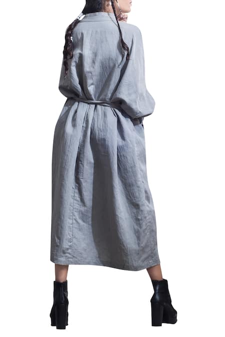 Bohame Button down midi dress with belt 