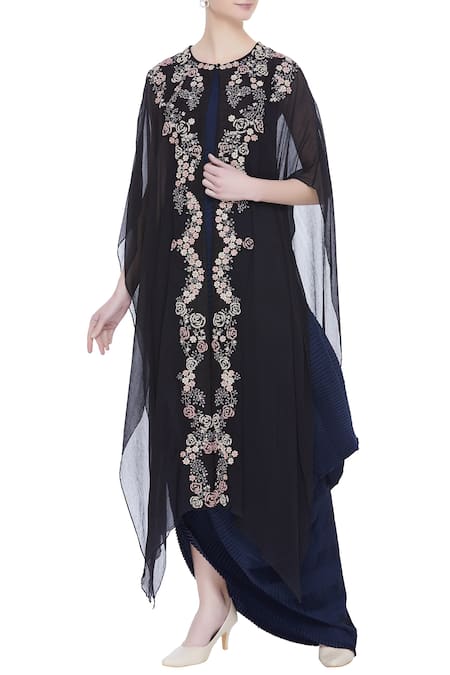 Kavita Bhartia Draped Gown with Cape 