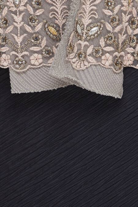 Kavita Bhartia_Black Round Draped Dress With Jacket  _at_Aza_Fashions