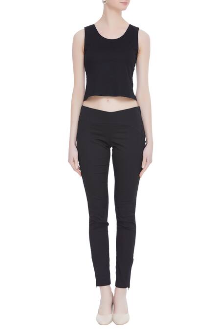 Shop_Kavita Bhartia_Black Round Asymmetric Cape And Pant Set  _Online_at_Aza_Fashions