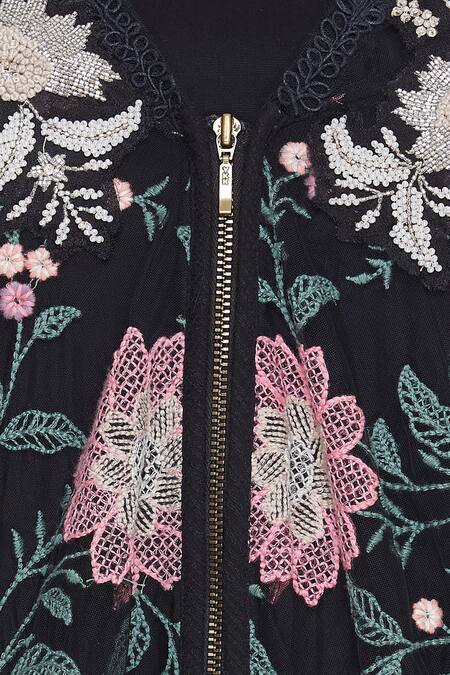 Kavita Bhartia_Black Round Asymmetric Cape And Pant Set  _at_Aza_Fashions