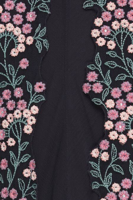 Kavita Bhartia_Black Round Asymmetric Tunic With Cape  _at_Aza_Fashions