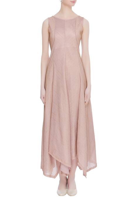 Shop_Kavita Bhartia_Pink Round Gown With Embroidered Cape  _Online_at_Aza_Fashions