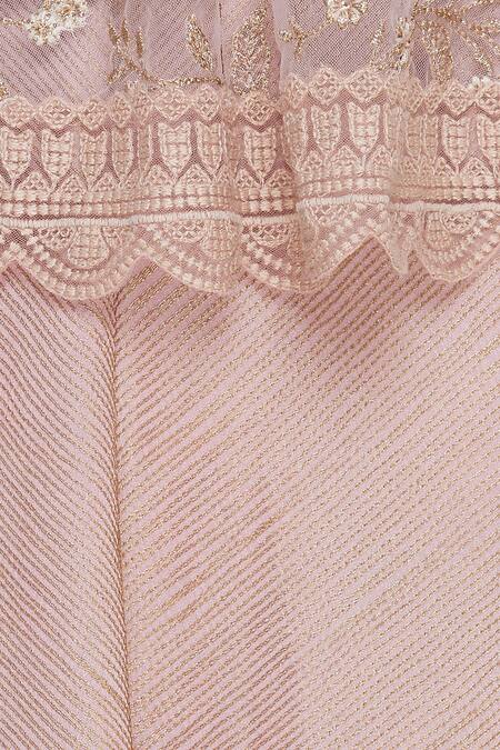 Kavita Bhartia_Pink Round Gown With Embroidered Cape  _at_Aza_Fashions