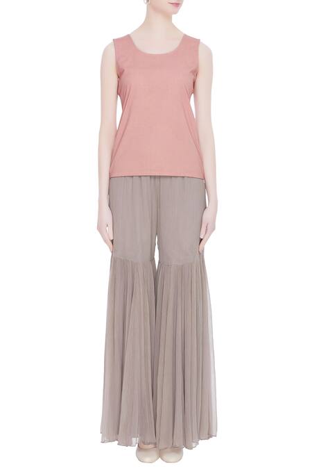 Shop_Kavita Bhartia_Pink Round Embroidered Cape And Sharara Set  _Online_at_Aza_Fashions