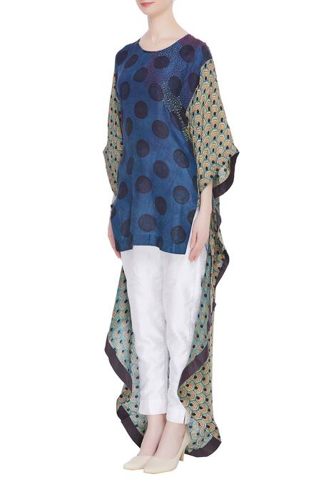Divya Sheth_Blue High Low Japanese Inspired Kaftan_Online_at_Aza_Fashions