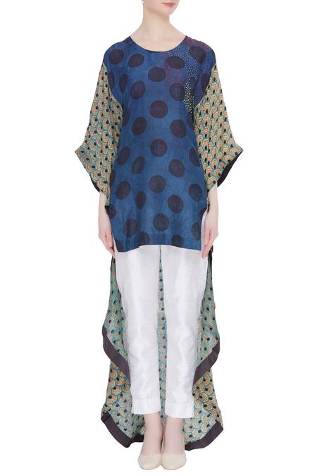Buy_Divya Sheth_Blue High Low Japanese Inspired Kaftan_Online_at_Aza_Fashions