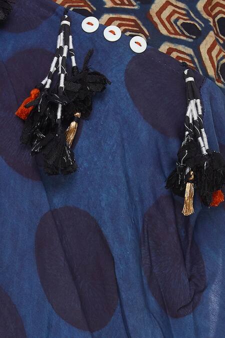 Divya Sheth_Blue Wrap Style Layered Maxi Dress_at_Aza_Fashions