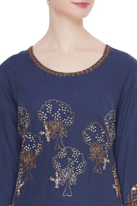 Shop Divya Sheth Blue Gota Embroidered Straight Kurta Set Online at Aza Fashions Shop_Divya Sheth_Blue Gota Embroidered Straight Kurta Set _Online_at_Aza_Fashions