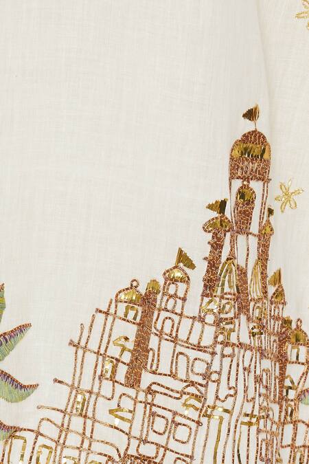 Divya Sheth Off White Hand Embroidered Cotton Kurta Set at Aza Fashions Divya Sheth_Off White Hand Embroidered Cotton Kurta Set _at_Aza_Fashions