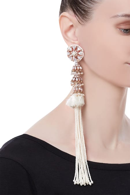 Green Long Tassel Earrings for Women | Drop and Dangler Earrings