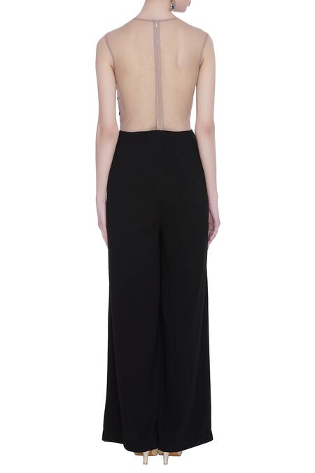 Shop_Ridhi Mehra_Black Embroidered Jumpsuit_at_Aza_Fashions