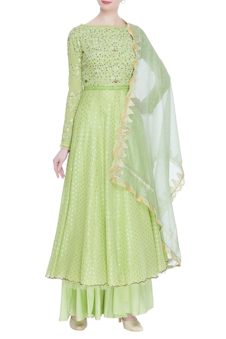 House Of Kotwara Chikankari Chanderi Anarkali with Dupatta 