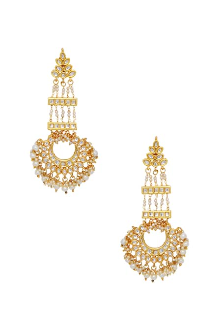 Just Shradha's Gold Plated Kundan Bead Drop Chandbalis 