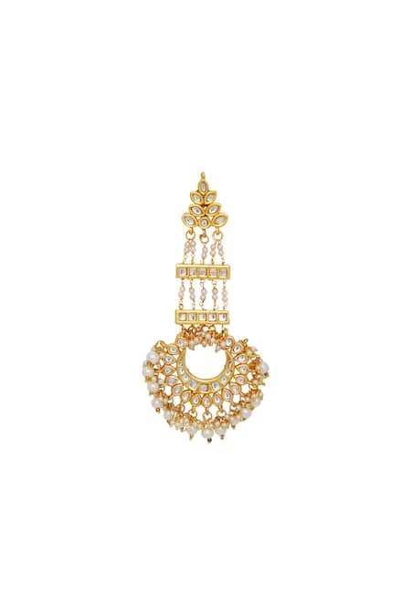 Just Shradha's_Gold Plated Beads, Crystals Drop Chandbalis _Online_at_Aza_Fashions
