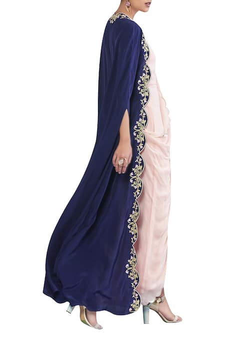 Limerick By Abirr N' Nanki Saree Gown with Embroidered Cape 