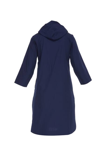 Shop_NOTEBOOK_Blue Hoodie Detail Kurta With Utility Pockets _Online_at_Aza_Fashions
