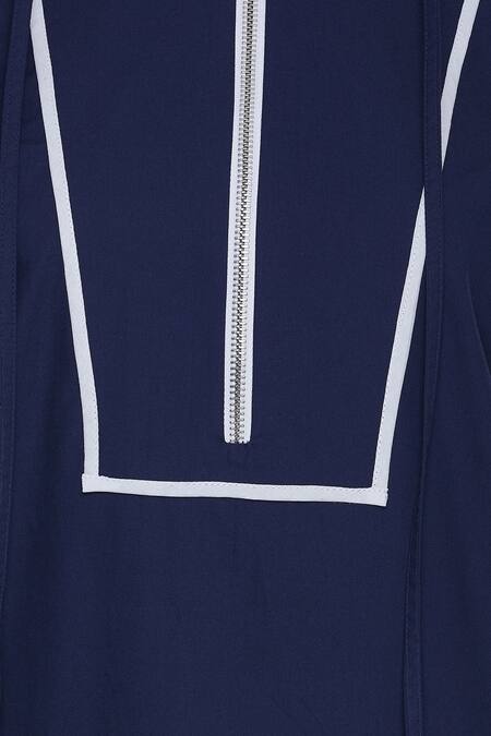 NOTEBOOK_Blue Hoodie Detail Kurta With Utility Pockets _at_Aza_Fashions