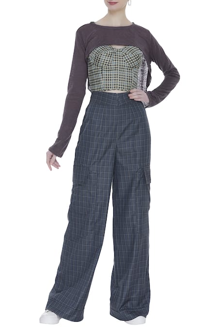 Deme by Gabriella Grey Round Checkered Pant Set 