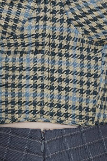 Deme By Gabriella_Grey Round Checkered Pant Set_at_Aza_Fashions