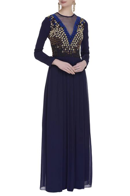 Huemn Embellished Flared Gown 