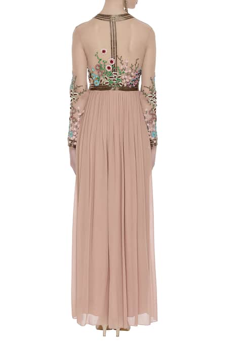 Huemn Hand embroidered floral sequins gown 