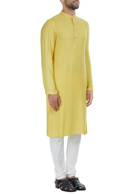 Chatenya Mittal_Yellow Cotton Pastel Kurta Set_Online_at_Aza_Fashions