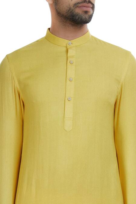 Chatenya Mittal_Yellow Cotton Pastel Kurta Set_at_Aza_Fashions