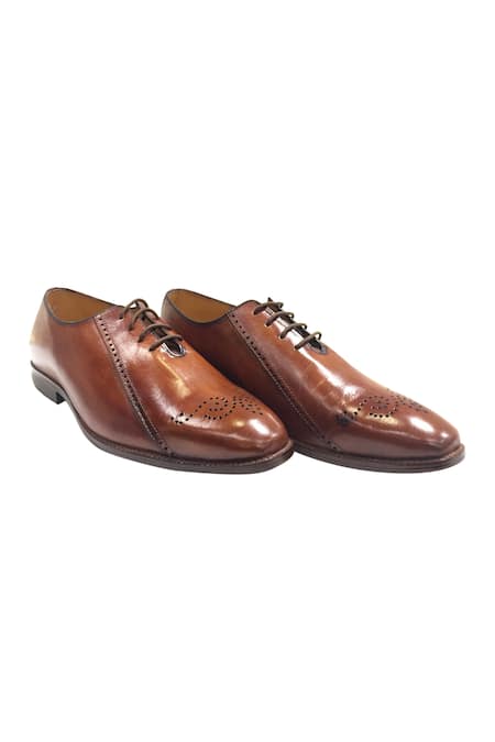 Artimen_Brown Handcrafted Leather Brogue Shoes _Online_at_Aza_Fashions