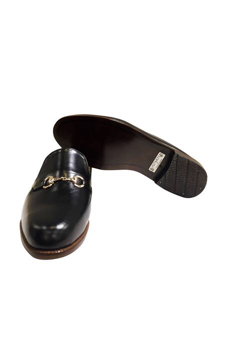 Artimen_Black Handcrafted Leather Mules _Online_at_Aza_Fashions
