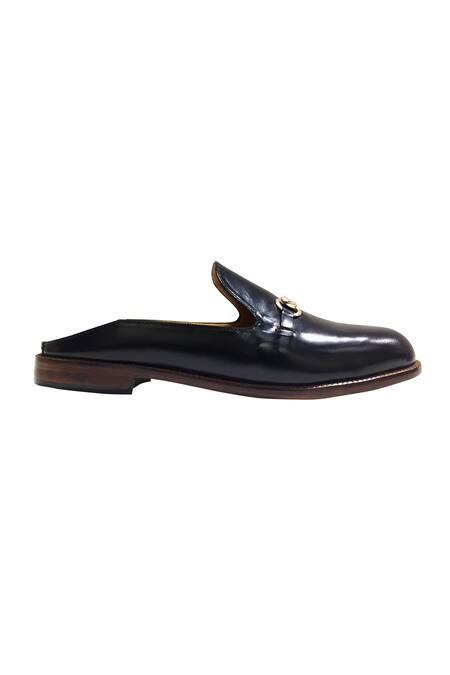 Shop_Artimen_Black Handcrafted Leather Mules _Online_at_Aza_Fashions