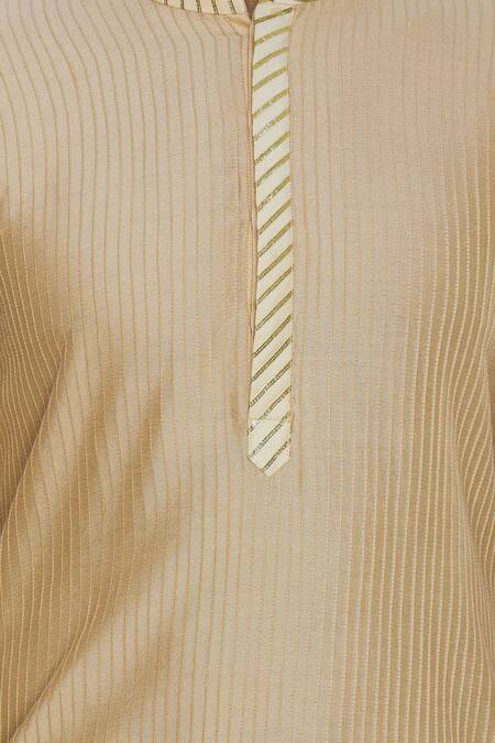 Nachiket Barve Beige Silk Pintuck Kurta Set at Aza Fashions Nachiket Barve_Beige Silk Pintuck Kurta Set_at_Aza_Fashions