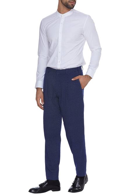 SHUNKH Formal Regular Wear Cotton Blend Bell Bottom Full Length Cream Trousers  Pant For Men