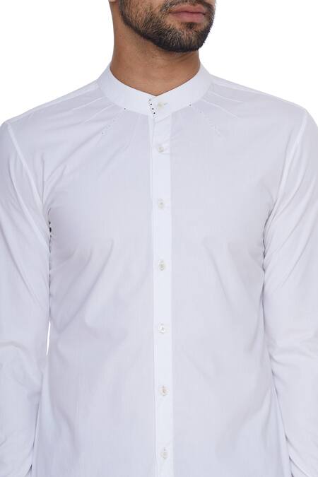 Shop_Dev R Nil_White Classic Cotton Shirt_Online_at_Aza_Fashions