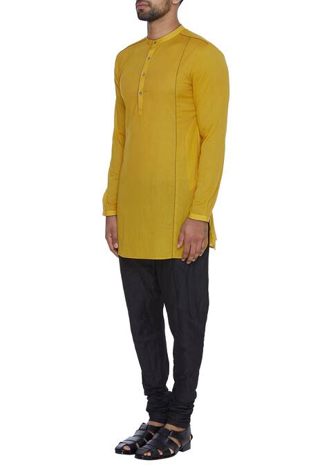 Buy Dev R Nil Yellow Cotton Short Kurta Online at Aza Fashions Buy_Dev R Nil_Yellow Cotton Short Kurta_Online_at_Aza_Fashions
