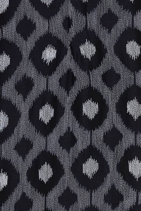 Dev R Nil_Black Chanderi Embroidery Classic Kurta_at_Aza_Fashions