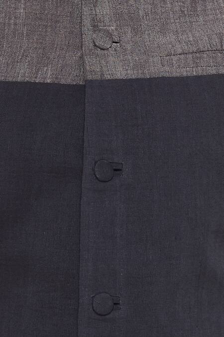 Dev R Nil Grey Cotton Tissue Classic Nehru Jacket at Aza Fashions Dev R Nil_Grey Cotton Tissue Classic Nehru Jacket _at_Aza_Fashions