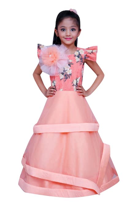 Kirti Agarwal - Pret N Couture Three layered gown with frill sleeves 