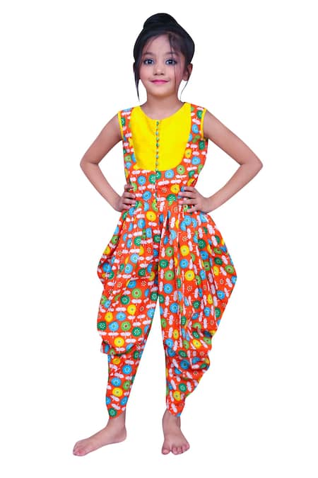 Kirti Agarwal - Pret N Couture Yellow Cotton Printed Jumpsuit With Button Placket