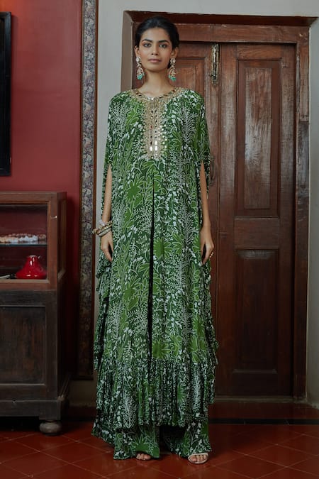 Arpita Mehta Floral Print Cape Style Tunic & Pant Set 
