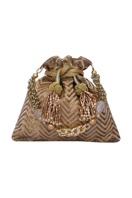 The Pink Potli Gold Sequin Embroidered Potli