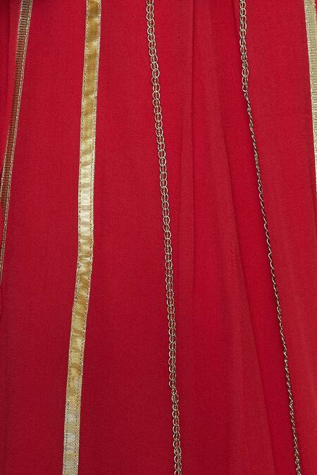 Ohaila Khan Red Georgette Embroidered Beads Round Zardozi And Chain Lehenga Set at Aza Fashions Ohaila Khan_Red Georgette Embroidered Beads Round Zardozi And Chain Lehenga Set_at_Aza_Fashions