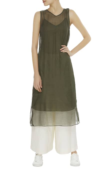 Urvashi Kaur Kota Cotton Shibori Dyed Tunic With Inner 
